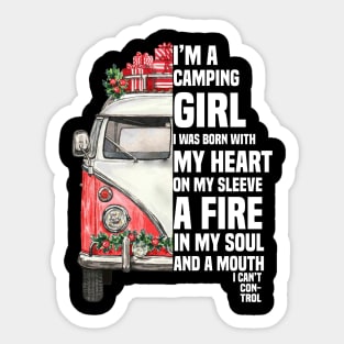 Camping Girl Mouth Sticker